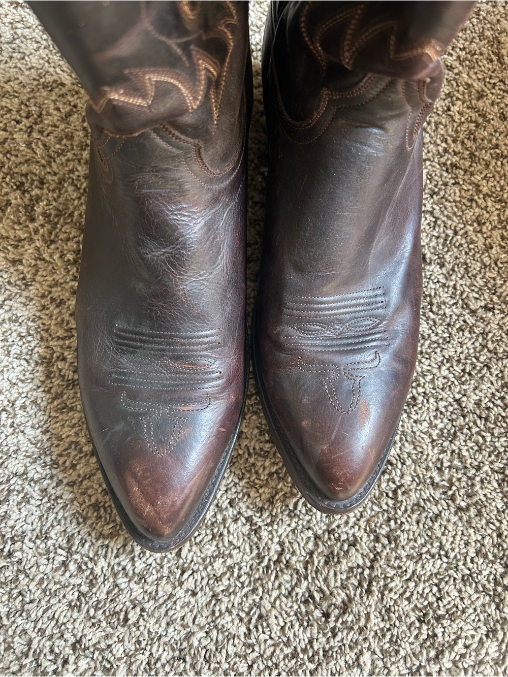 Men’s Western Leather Cowboy Boots - Dark Brown 12D